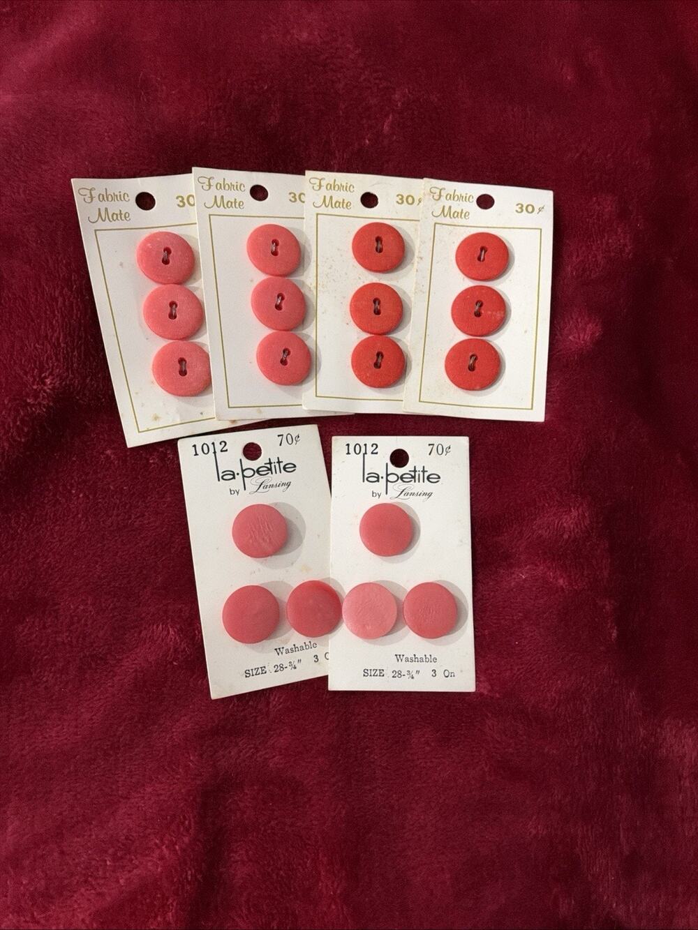 Vintage Fabric Mate La Petite Lansing Buttons Lot 18 Coral Pink Red
